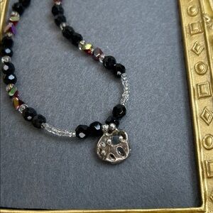 Elegant Black Necklace with sterling 925 "Circle of Love Family of 5”pendant